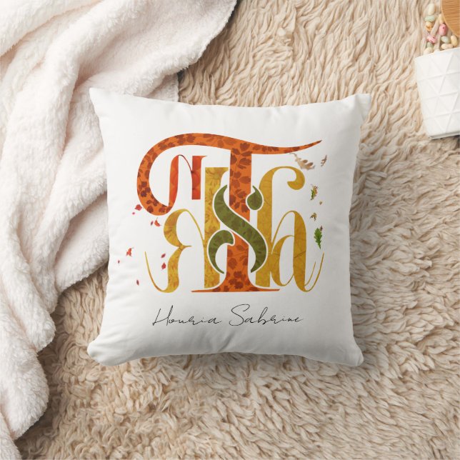 Almofada Elegant Manuscript Thanks Autumn Fall Foliage (Cobertor)