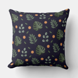 Almofada Elegant Modern Navy Botanical Leaf Floral