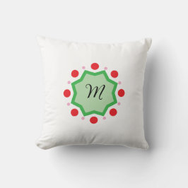 Almofada Elegant Monogram Letter M – Green Emblem with Red 