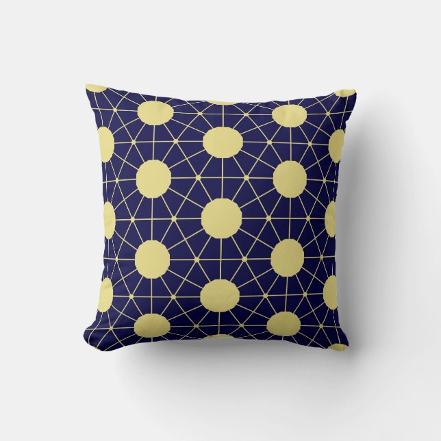 Almofada Elegant Navy and Gold Geometric Tile Pattern (Frente)
