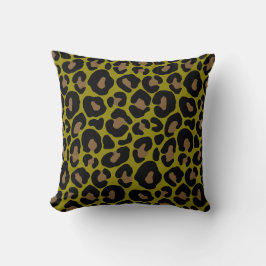 Almofada Elegant olive green and black leopard Print