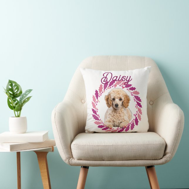 Almofada Elegant Pastel Pink Poodle | Custom Christmas Gift (Cadeira)