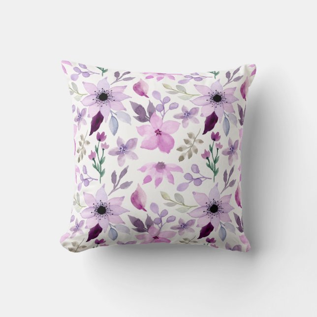 Almofada Elegant Pink and Purple Flower Pattern (Frente)