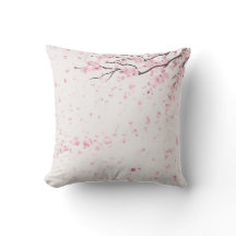 Elegant Pink Cherry Blossom Floral Throw Pillow