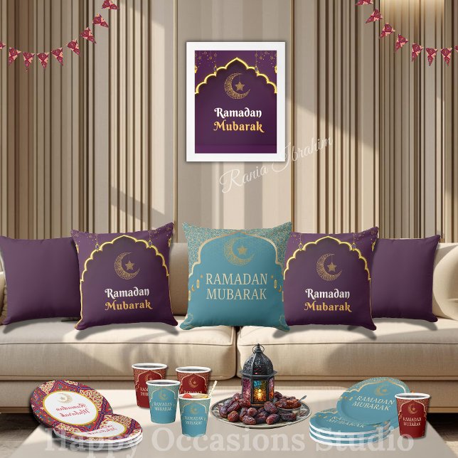 Almofada Elegant Ramadan Mubarak Throw Pillow (Criador carregado)