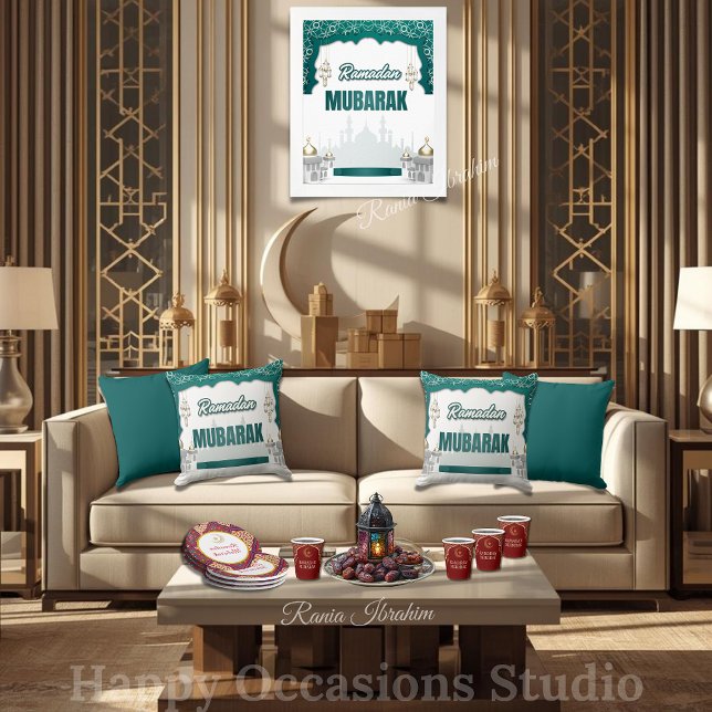 Almofada Elegant Ramadan Mubarak Throw Pillow (Criador carregado)