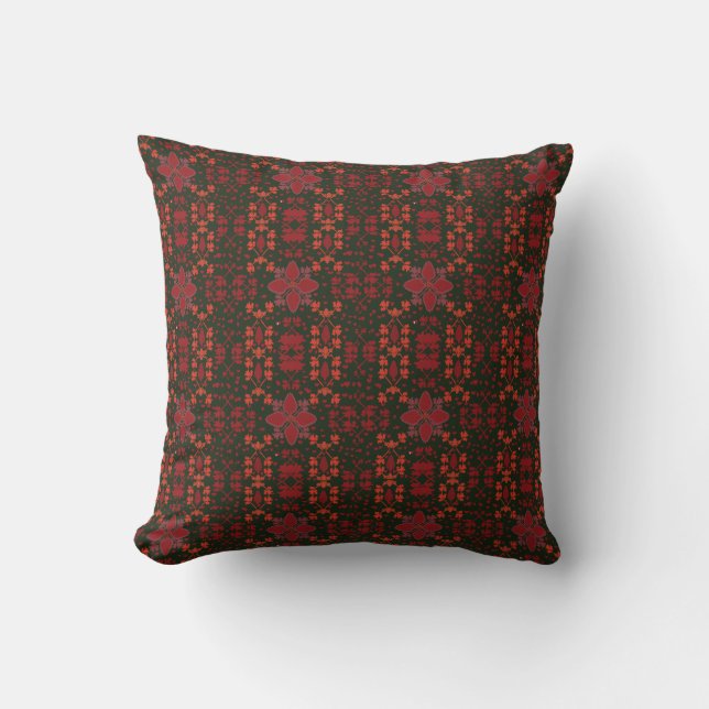 Almofada Elegant Red Mandala Geometric Bedroom & Home Texti (Frente)