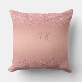 Almofada Elegant Rose Gold Luxe Shimmer Monogram