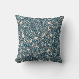 Almofada Elegant Teal Botanical Swirl Seamless Pattern