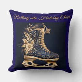 Almofada Elegant Vintage Navy Blue and Gold Throw Pillow