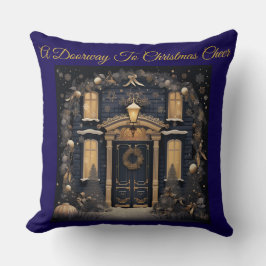 Almofada Elegant Vintage Navy Blue and Gold Throw Pillow