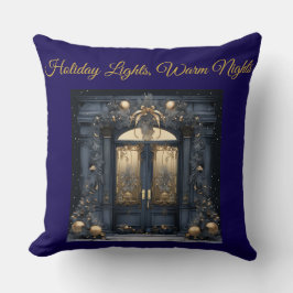 Almofada Elegant Vintage Navy Blue and Gold Throw Pillow