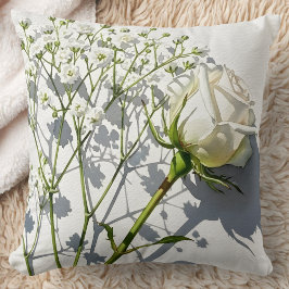 Almofada Elegant White Rose Baby's Breath