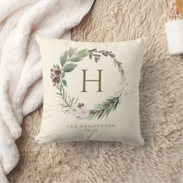 Almofada Elegante Aquarela Monograma da Terra de Natal