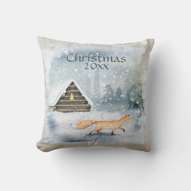 Almofada Elegante Aquarela Typografia de Natal (Frente)