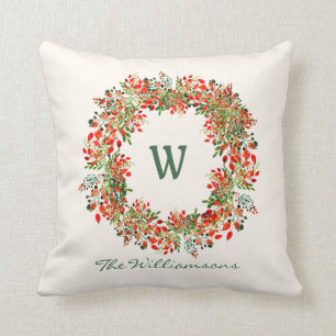 Almofada Elegante Aquarela Verde Monograma de Verrugas