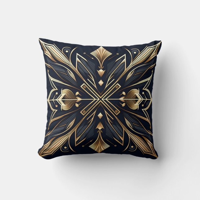 Almofada Elegante Art Deco Dourado Mandala (Frente)