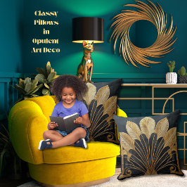 Almofada Elegante Arte Deco em negrito Dourado Preto 20 x 2