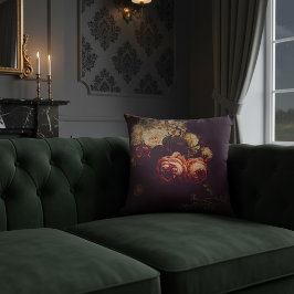 Almofada Elegante Arte Floral Holandesa Vintage Escura e Ma