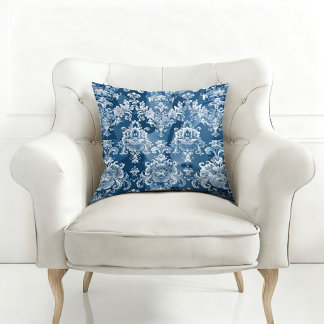 ALMOFADA ELEGANTE AZUL PADRÃO VINTAGE