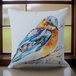 Almofada Elegante Azulinho de Aquarela Natureza