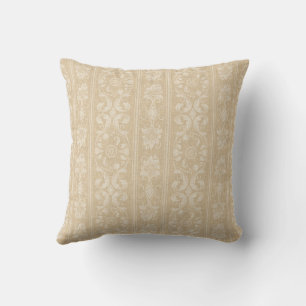Almofada Elegante Beige e Cream Floral Damask