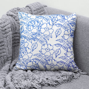 Almofada Elegante BLue Blossom Padrão de impressão oral FLo