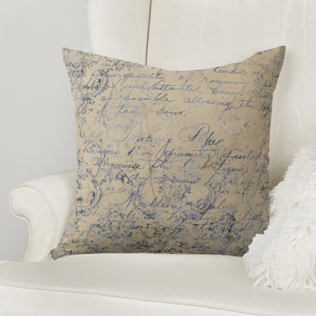 Almofada Elegante Blue Damask (Criador carregado)