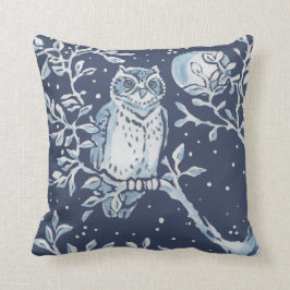 Almofada Elegante Blue Forest Coruja Moon Woodland Art