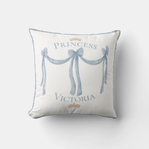 Almofada Elegante Blue Princess Name Crowns Satin Girly