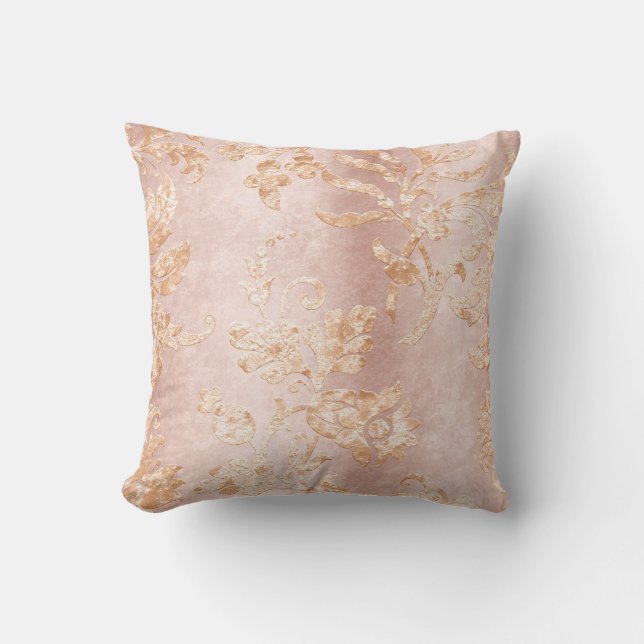 Almofada Elegante Blush Dourado Damask Satin Bonito Home De (Frente)