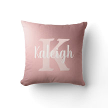 Elegante Blush Metálico Rosa Branco Monograma Nome