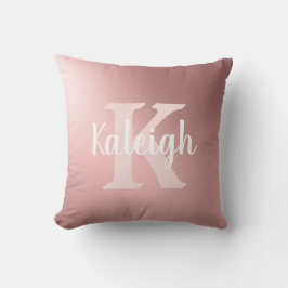 Almofada Elegante Blush Metálico Rosa Branco Monograma Nome