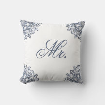 Elegante Branco Azul Sr. e Sra. Casal Combinando P