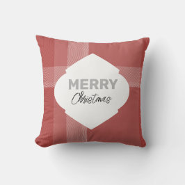 Almofada Elegante Brilho Feliz Natal Tartan Borgonha