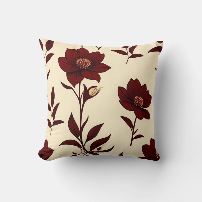 Almofada Elegante Burgundy Floral (Frente)