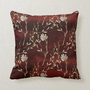 Almofada Elegante Burgundy Marsala Floral