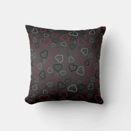 Almofada Elegante Carmin Red Cinzas Black Hearts