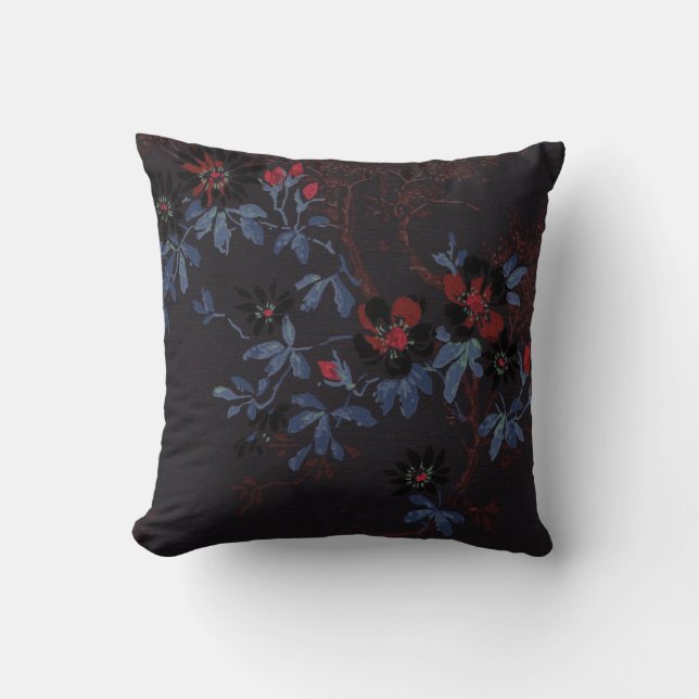 ALMOFADA ELEGANTE CHERRY BLOSSOM SILVER RED BLACK CUSHION (Frente)
