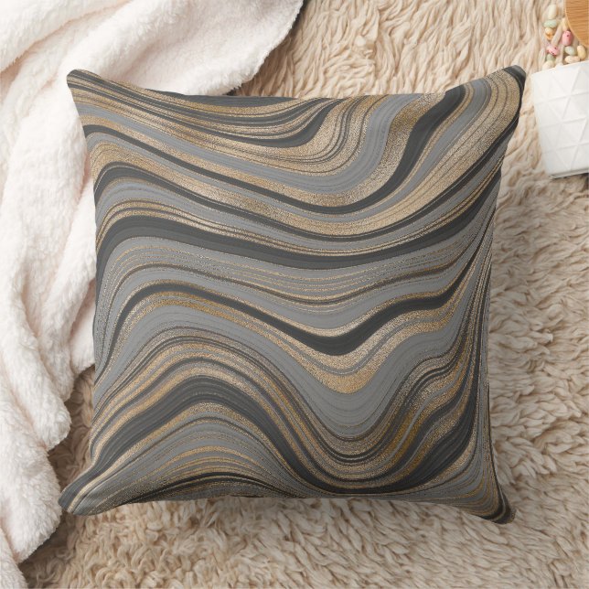 Almofada Elegante cinza dourado abstrato (Cobertor)