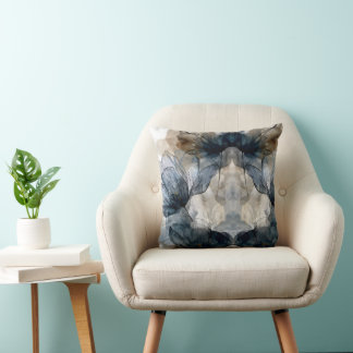 Almofada Elegante Cobertor Abstrato de Aquarela Floral Azul