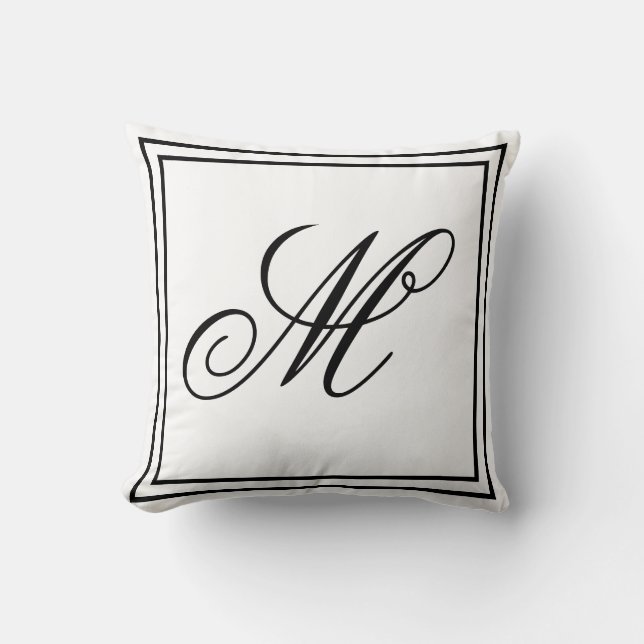 Almofada Elegante Cobertor Branco com Monograma Personaliza (Frente)