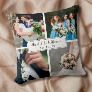 Almofada Elegante Colagem de Fotos Personalizadas do Dia do