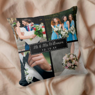 Almofada Elegante Colagem de Fotos Personalizadas para o Di