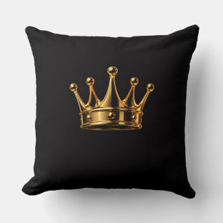 Almofada Elegante Coroa Dourada 3D em Preto