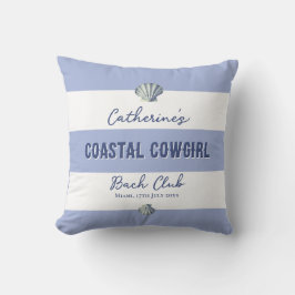 Almofada Elegante Cowgirl Costeira Listras Brancas e Azul S