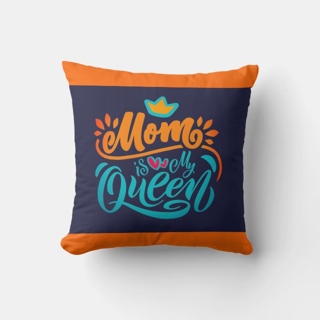 Almofada Elegante Design Typografia Mãe É Minha Rainha (Frente)