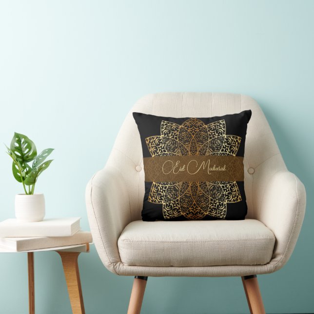 Almofada Elegante Dourado e negro feliz Eid Mubarak (Cadeira)