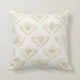 Almofada Elegante, Dourado em Cream, Abelhas.