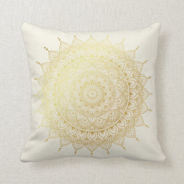 Almofada Elegante Dourado em Cream Floral Henna Mandala